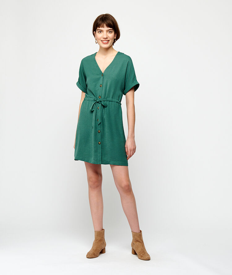 Robe boutonnée à nouer canard.