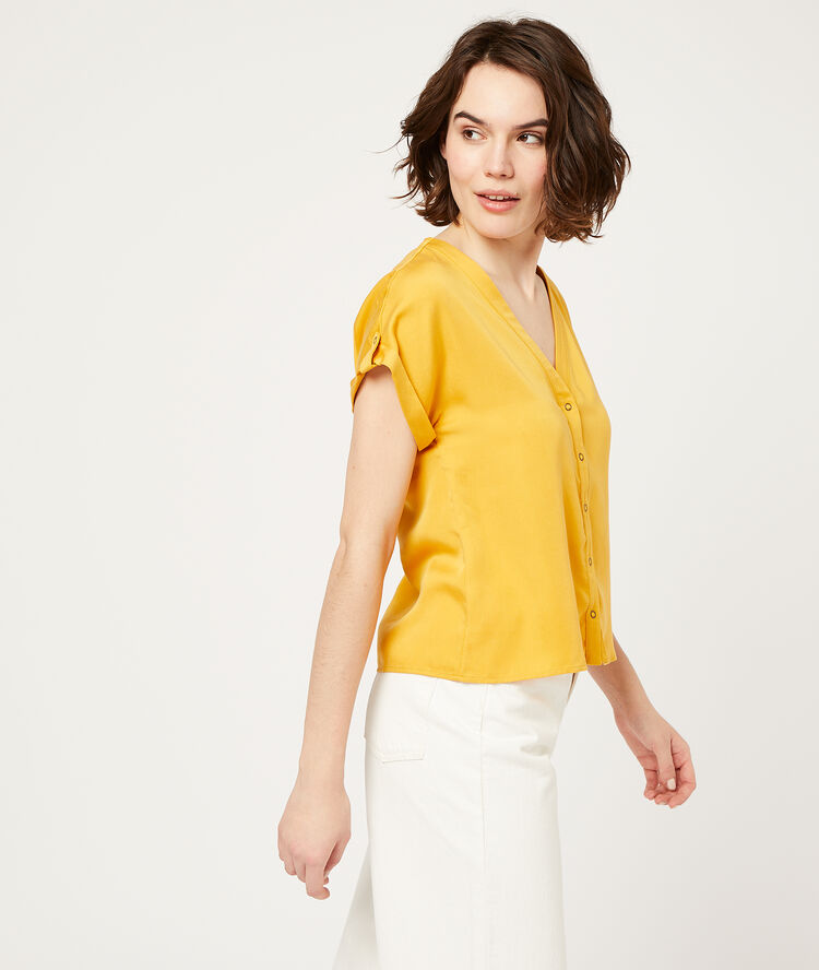 Blouse unie curry.