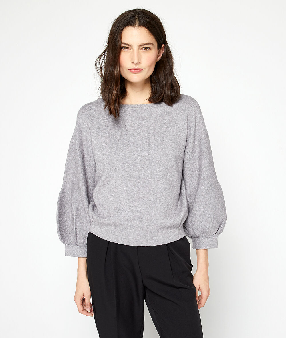 Pull manches ballons gris chine clair.