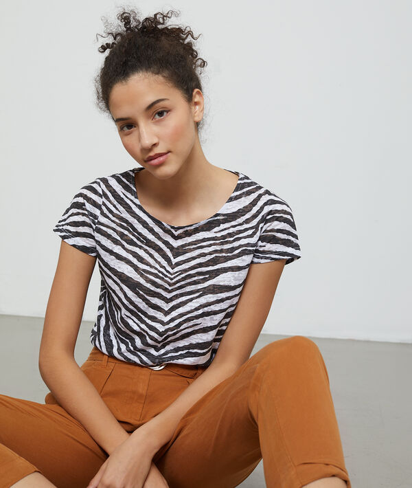 T-shirt à imprimé zèbre noir.