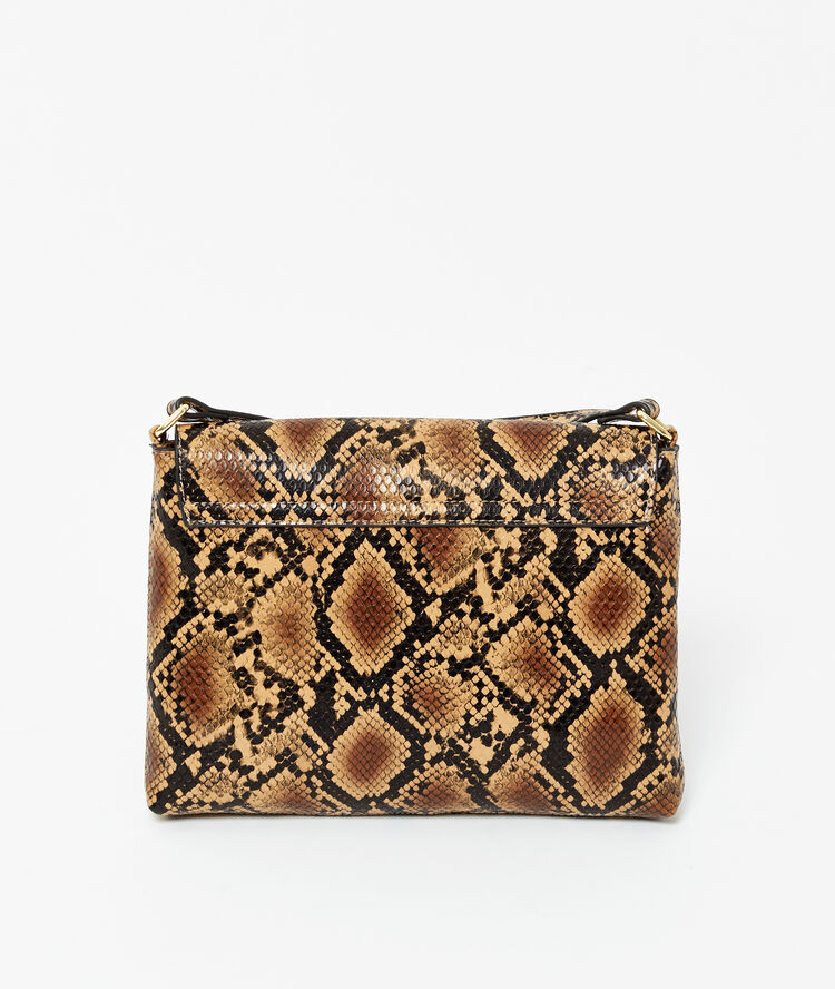 Sac besace à imprimé serpent beige.
