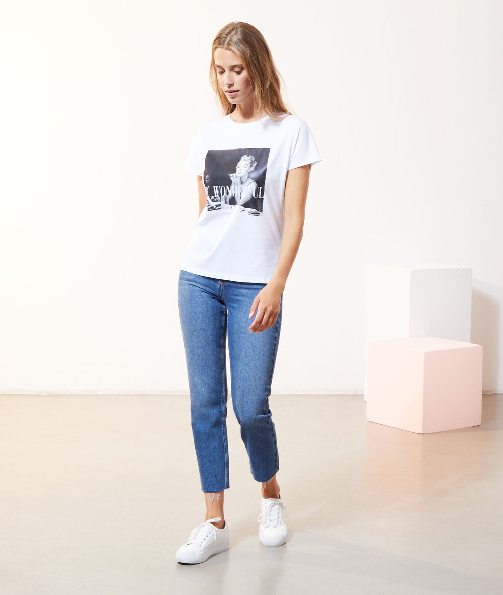 T-shirt "be wonderful" blanc.