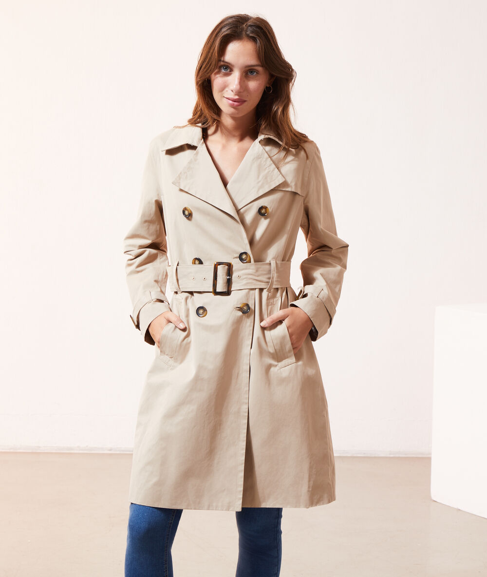 Trench ceinturé camel clair.