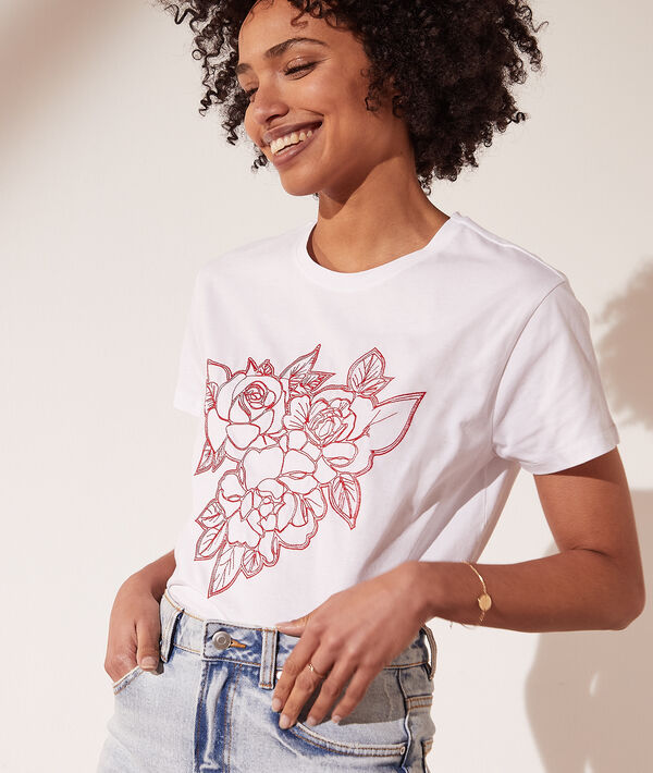 T-shirt avec roses brodées T-shirt avec roses brodées
