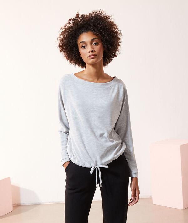 Pull maille fine col bateau liens de serrage Pull maille fine col bateau liens de serrage
