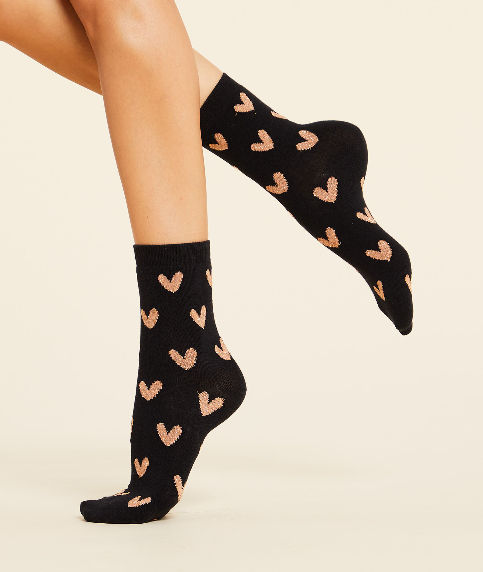 Chaussettes essentielles coeurs - Cho In Love - TU - Noir - Femme - Etam