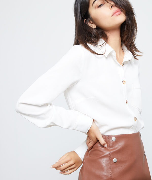 Chemise boutons ambrés en tencel® ecru.