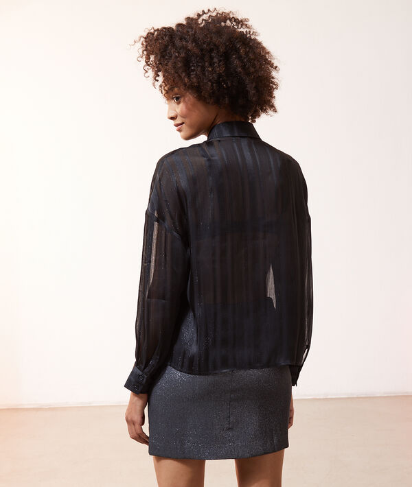 Chemise rayée à fils métallisés Chemise rayée à fils métallisés