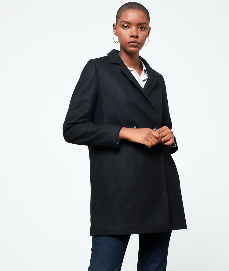 Manteau masculin en laine mélangée noir.