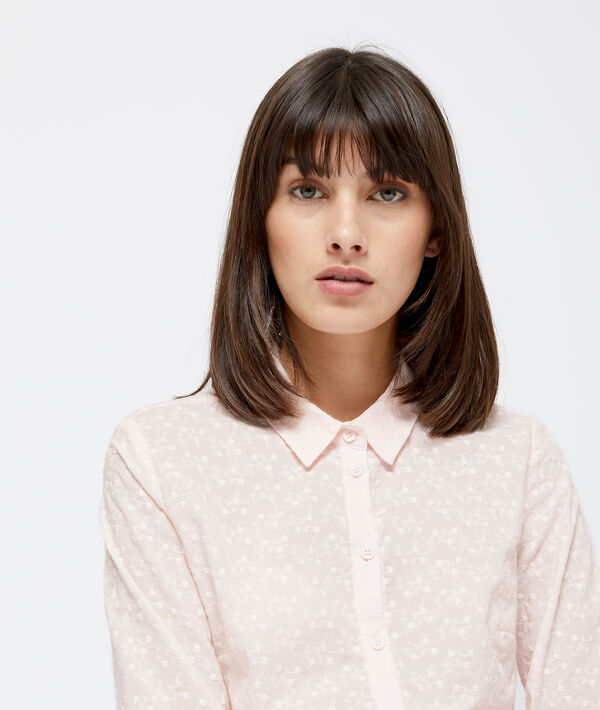 Chemise texturée à fleurs 100% coton nude.