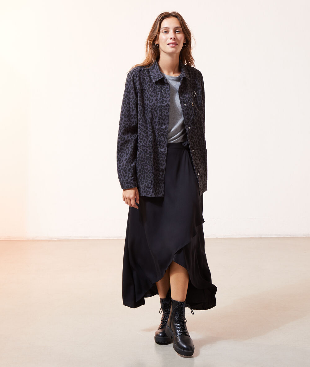 Veste imprimé léopard noir.