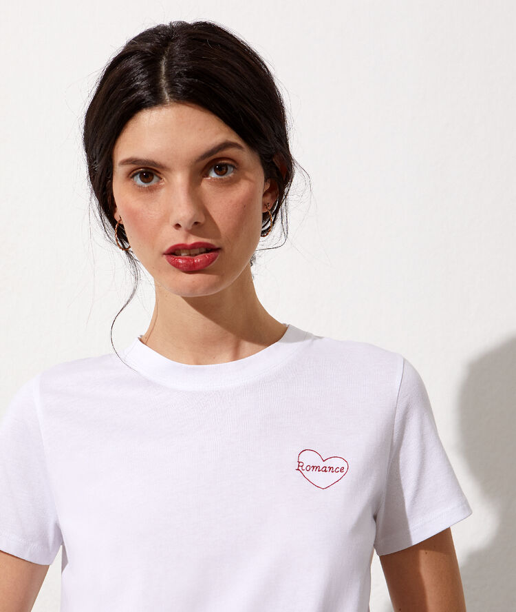 T-shirt brodé "romance" blanc.