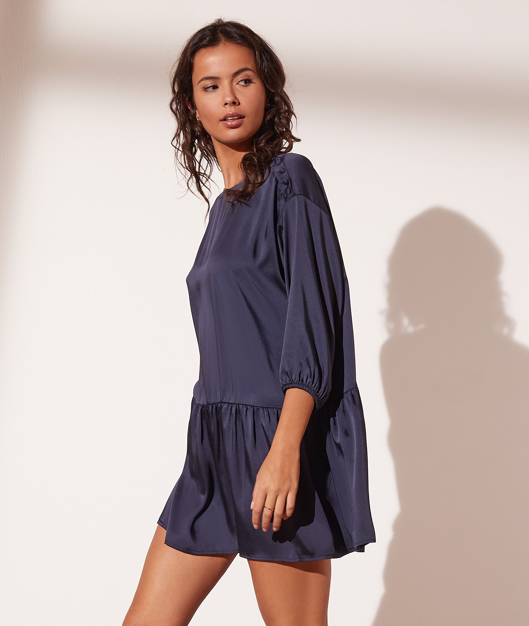 Robe courte satinée - Iris - 34 - Bleu - Femme - Etam