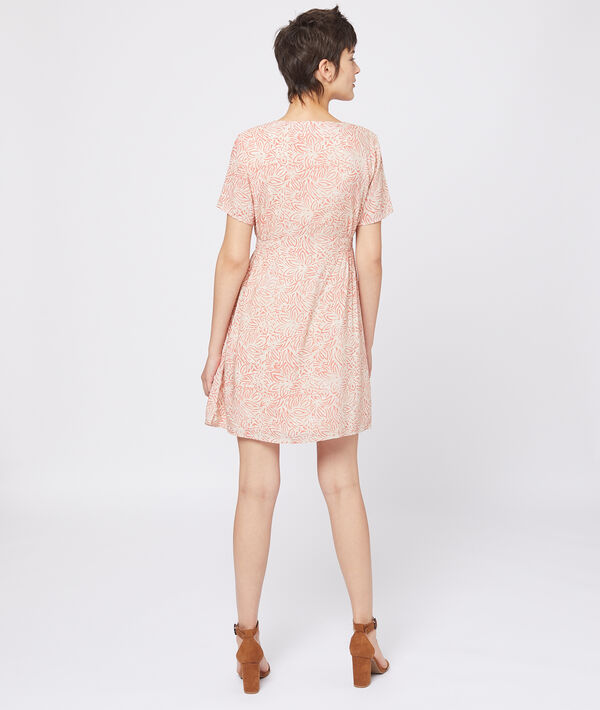 Robe à imprimé fleuri et boutons ecru.