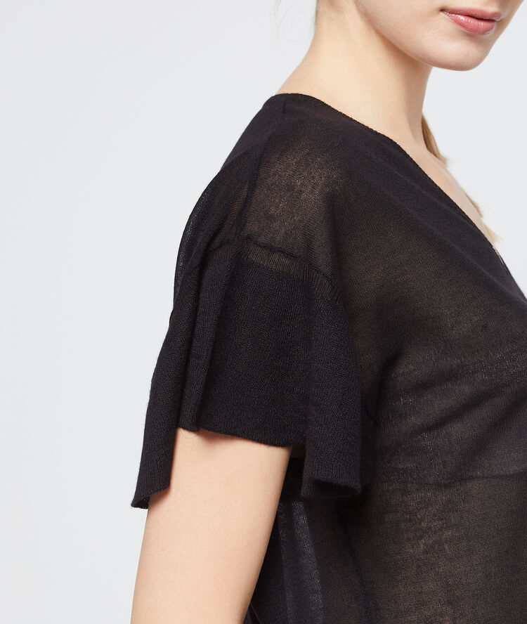 T-shirt effet transparent en maille fine noir.