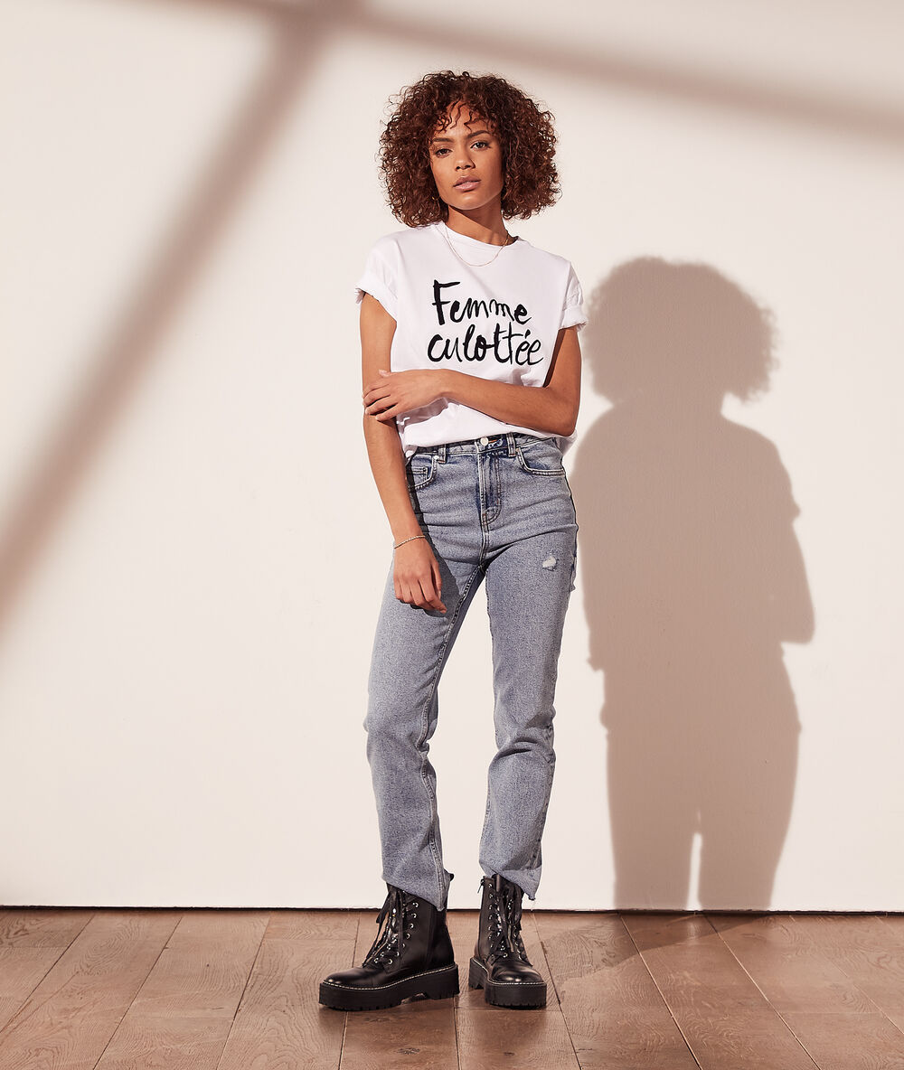T-shirt "femme culottée" coton bio blanc.