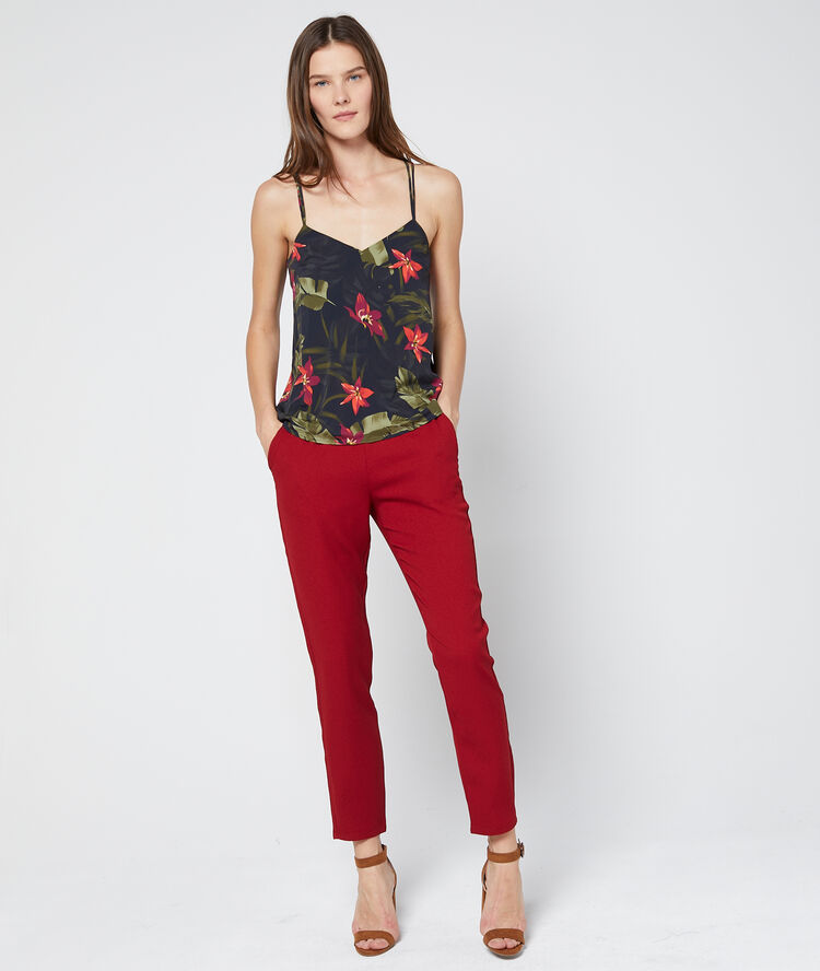 Pantalon carotte ceinturé sienne.