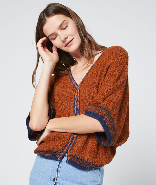 Pull grosse maille manches chauve souris orge.