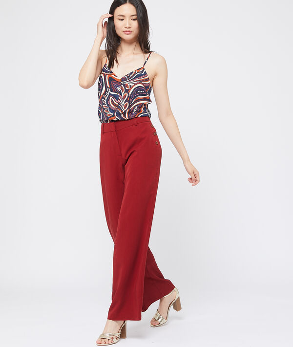 Pantalon large en tencel® grenat.