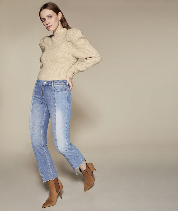 Jean boyfriend asymétrique stone.