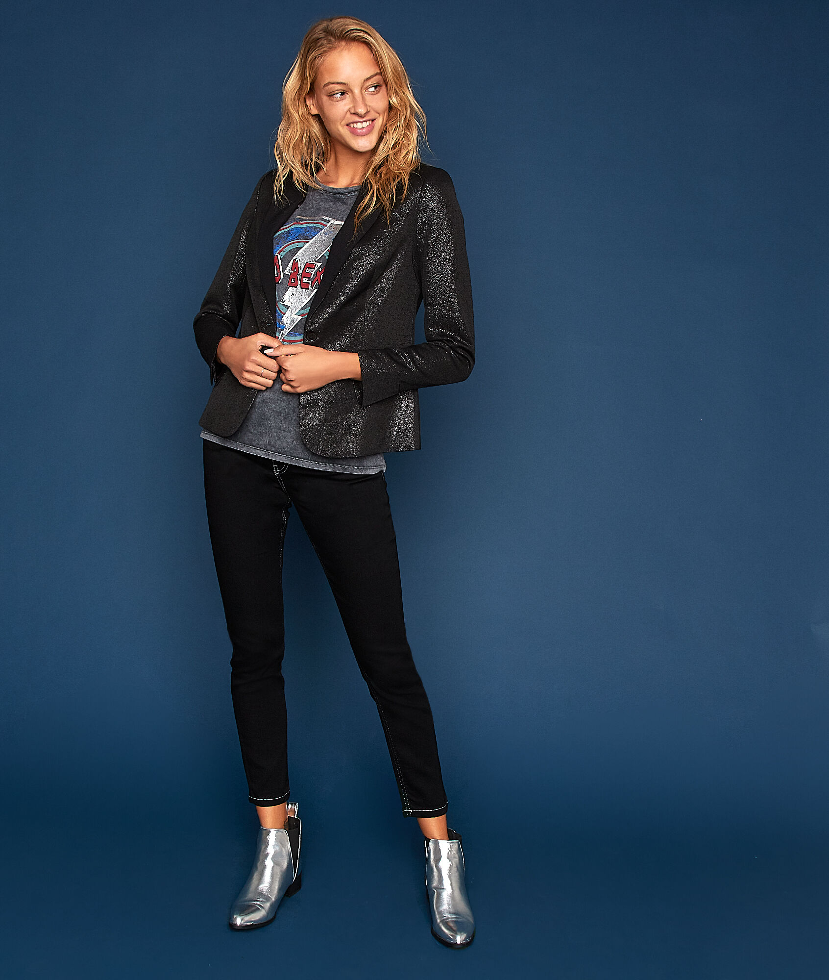 Col Métallisé À Etam Tailleur Effet Veste 0qFCzww