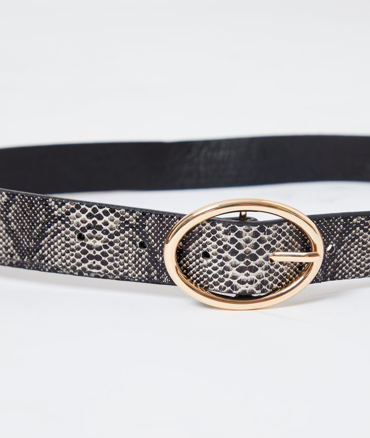 Ceinture à imprimé serpent noir.