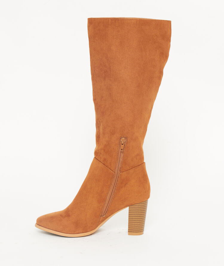 Bottes à talons effet daim camel.
