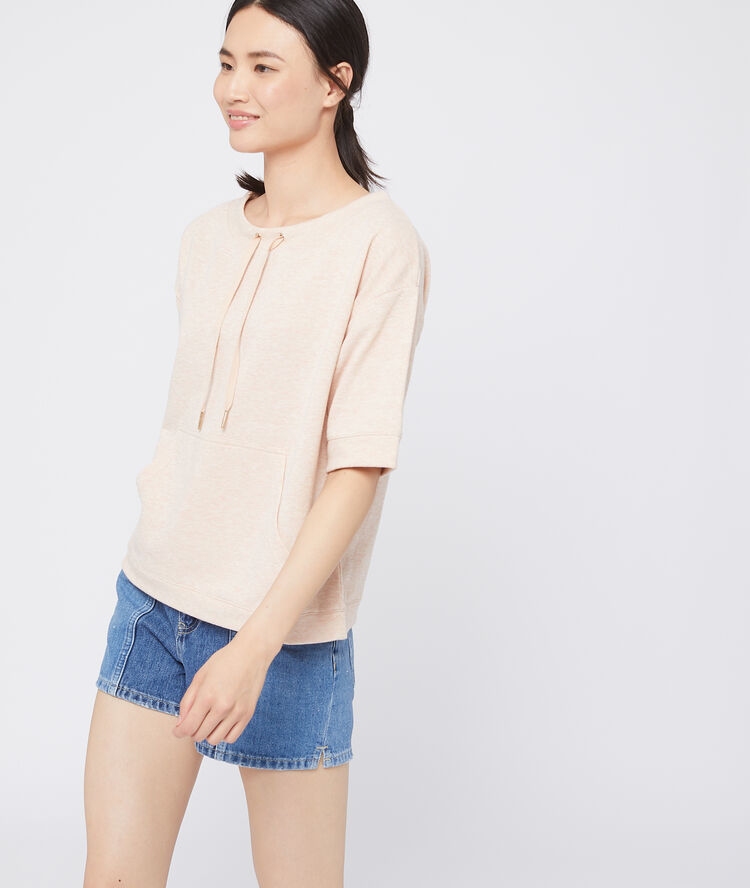 T-shirt effet sweat rose pale.