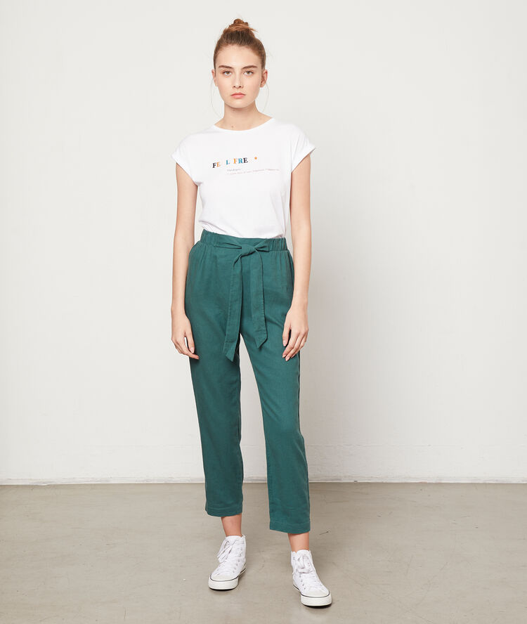 T-shirt brodé "feel free" blanc.