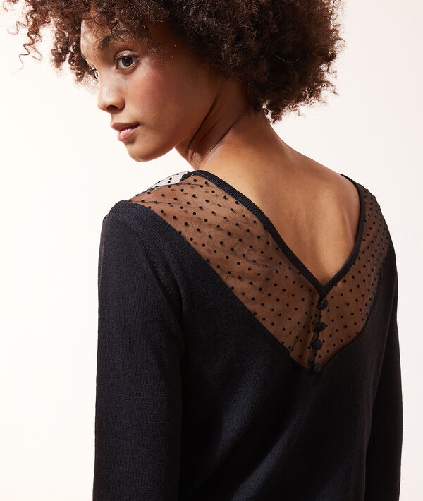 Pull mailles fines tulle plumetis Pull mailles fines tulle plumetis