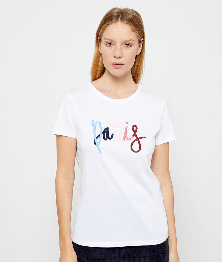T-shirt "paris" à broderies blanc.