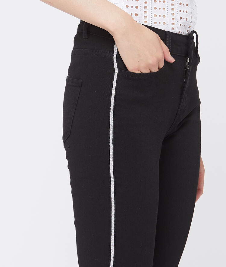Pantalon slim à bandes latérales noir.