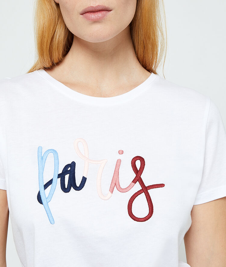 T-shirt "paris" à broderies blanc.