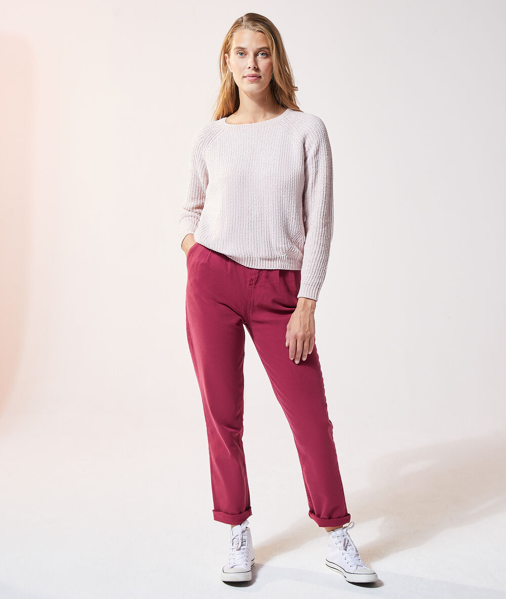 Pantalon carotte framboise.