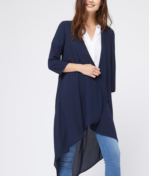 Kimono fluide effet transparent marine.