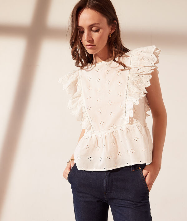 Top à volants avec broderie anglaise Top à volants avec broderie anglaise