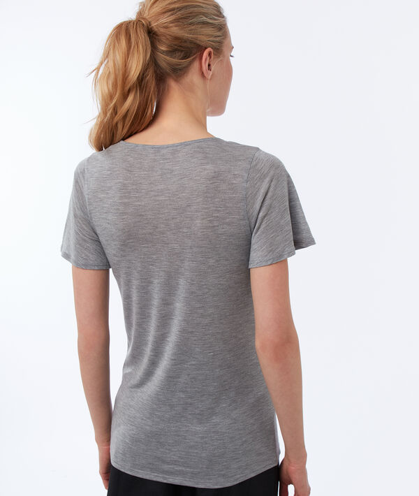 T-shirt col v en tencel® gris clair.