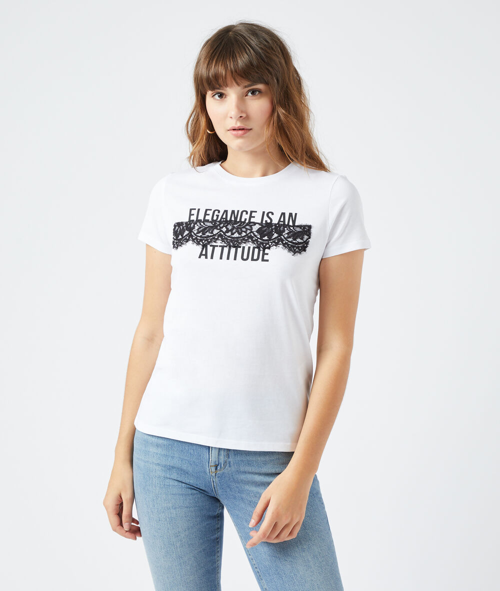 T-shirt "elegance is an attitude"' blanc.