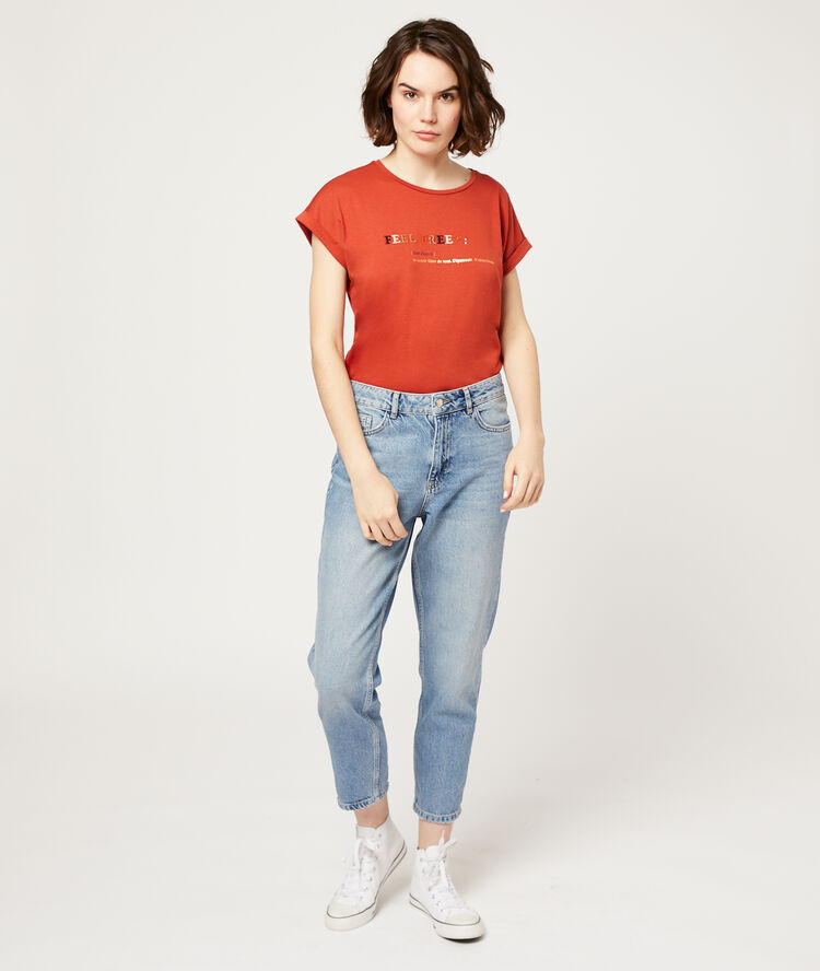 T-shirt "feel free" brique.