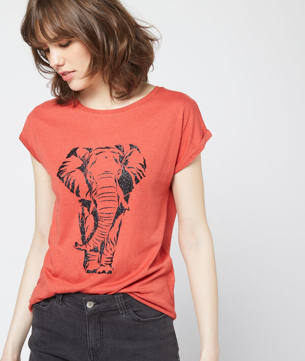 T-shirt sérigraphie éléphant tomette.