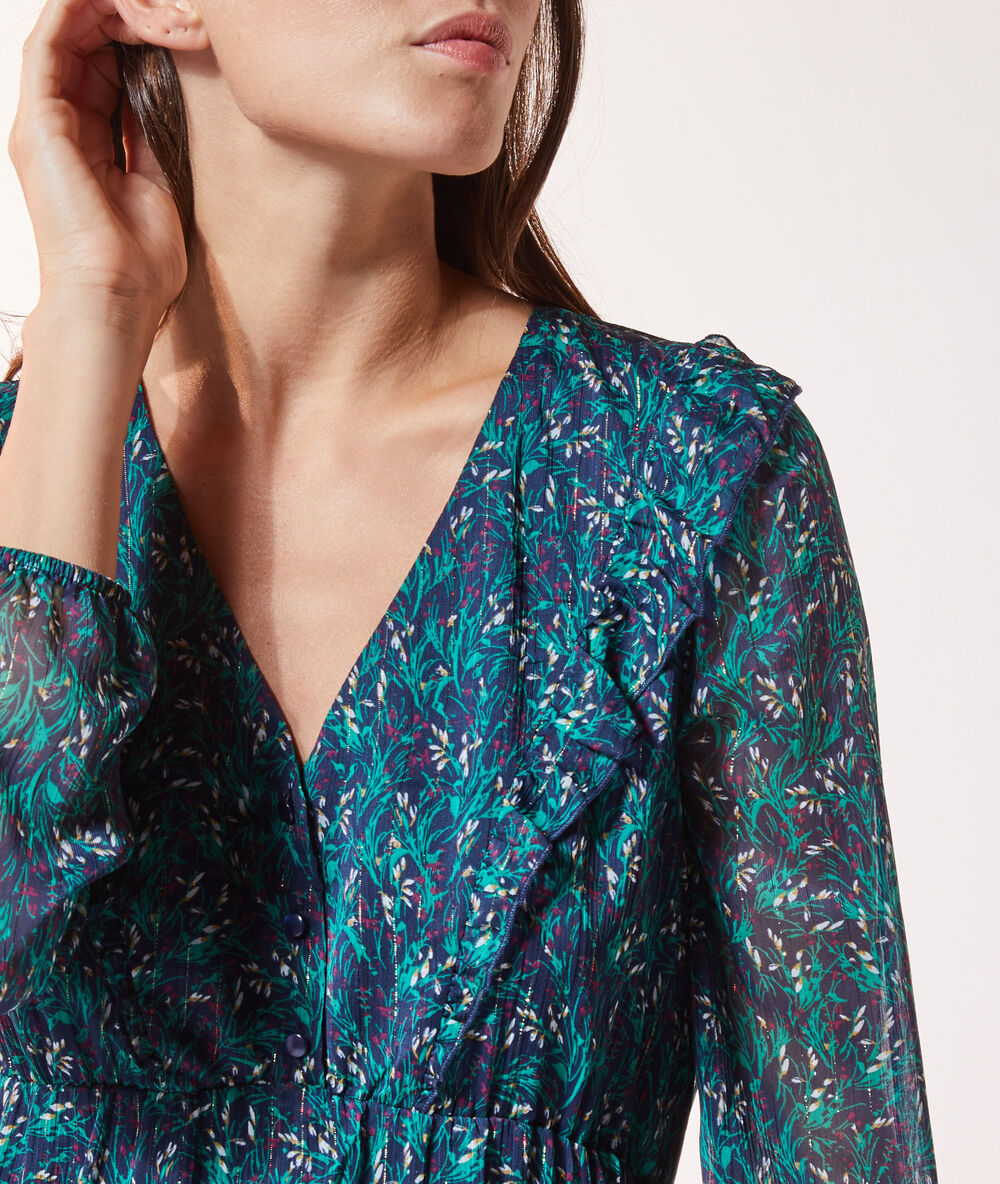 Robe fluide imprimée marine.