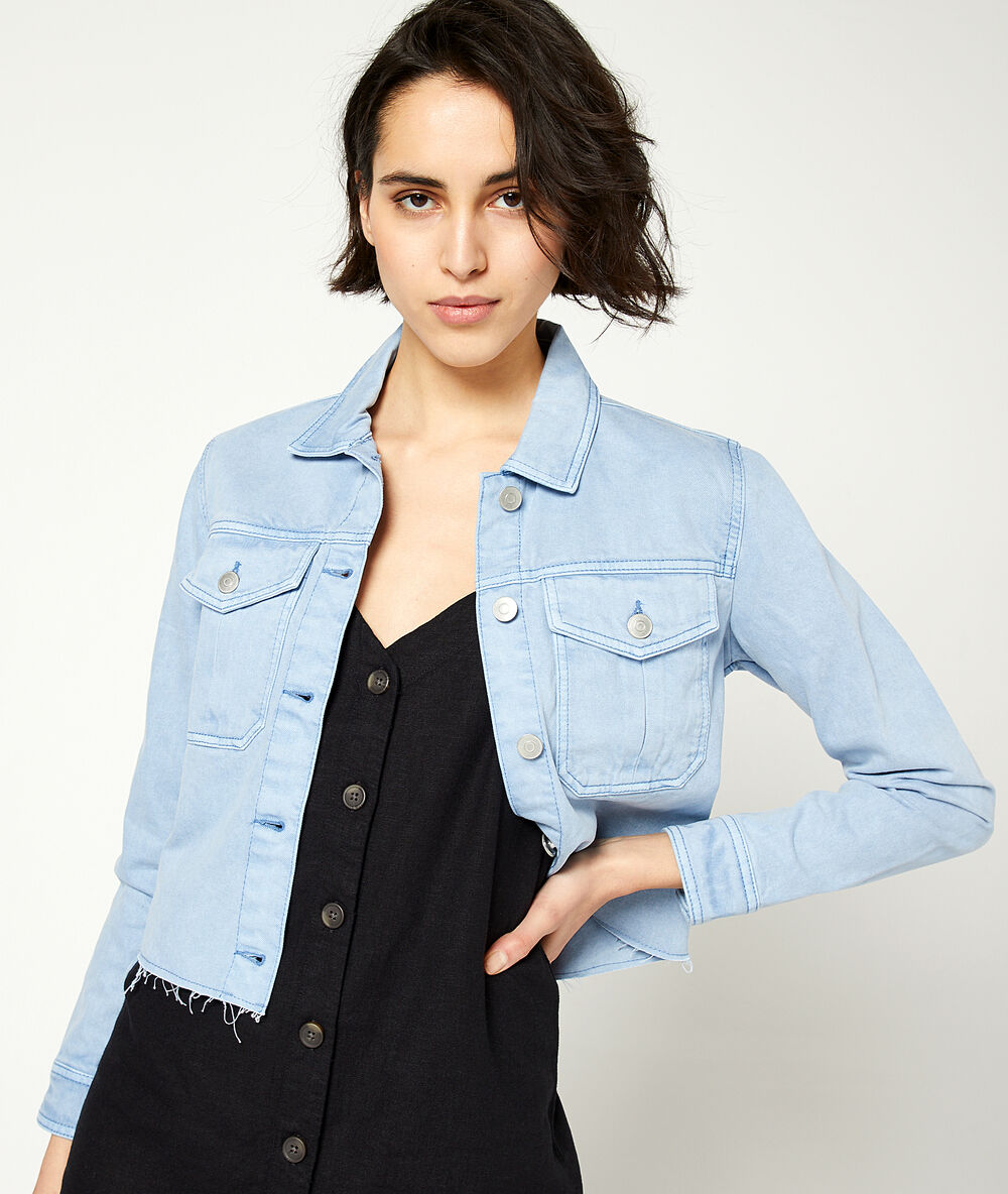 Veste en jean ciel.