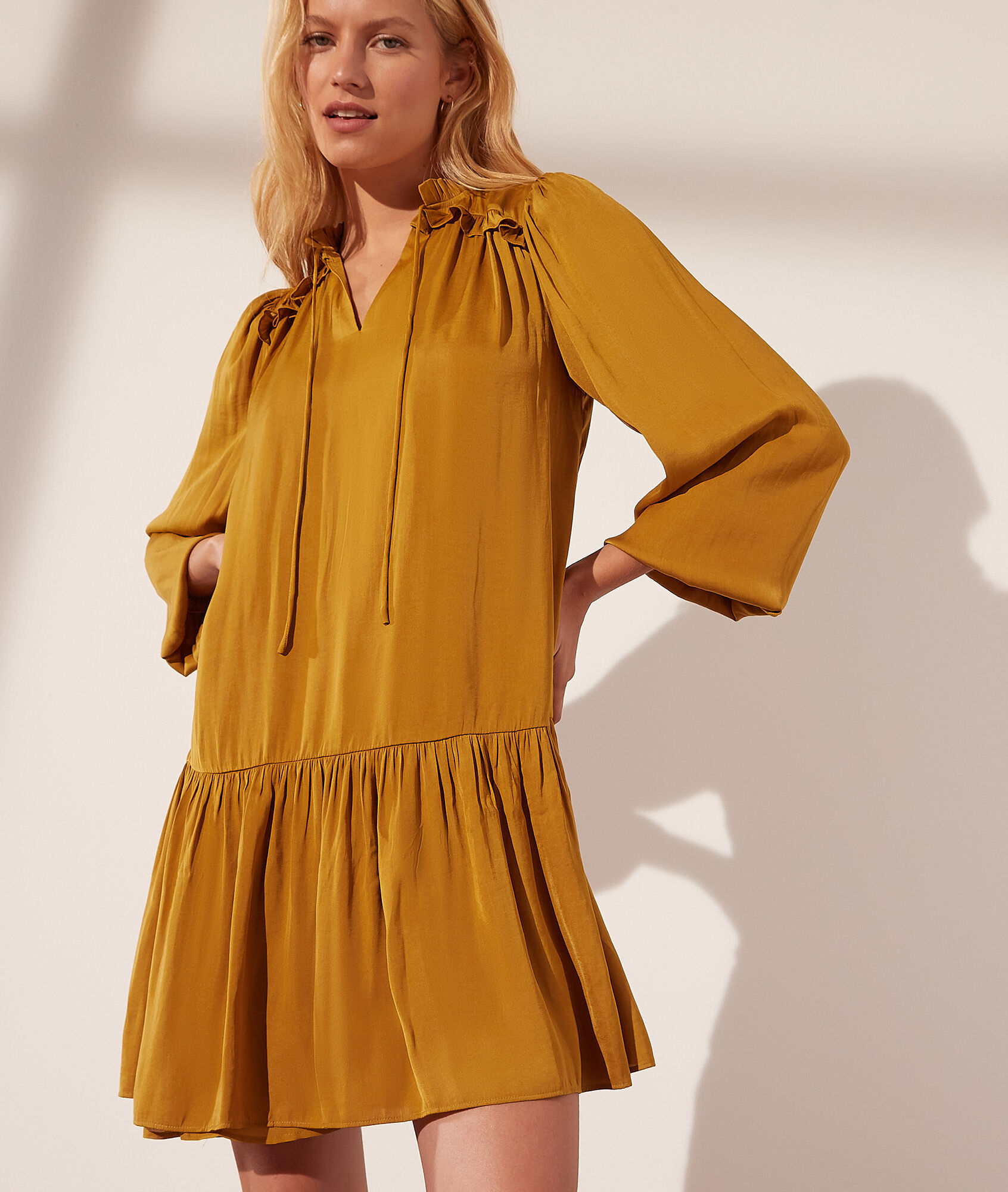 Robe courte satinée - Satina - 36 - Jaune - Femme - Etam