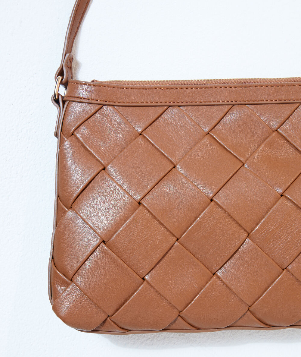 Sac besace tressé tabac.
