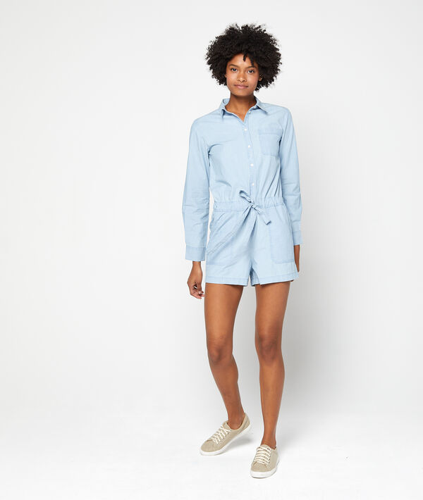 Combishort chemise en coton ciel.