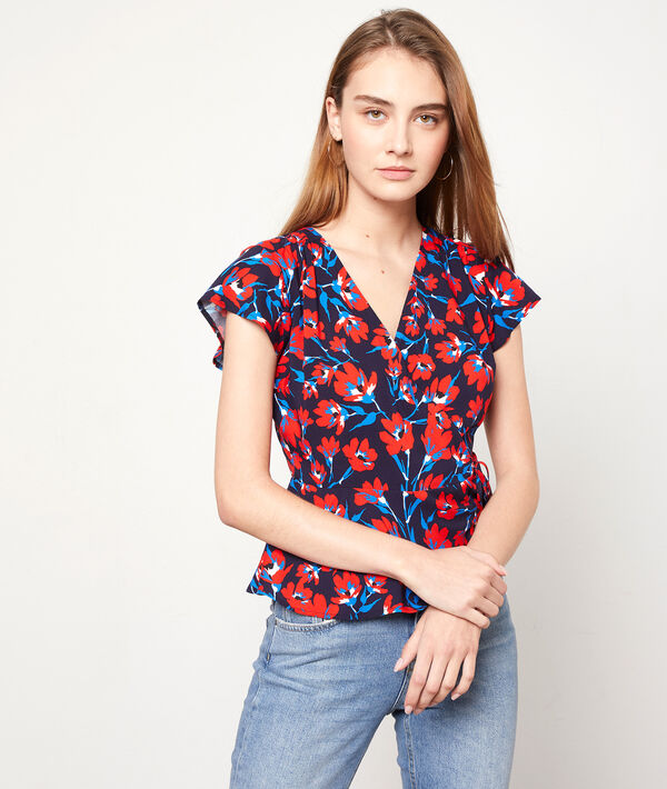 Blouse cache-coeur imprimé fleuri Blouse cache-coeur imprimé fleuri