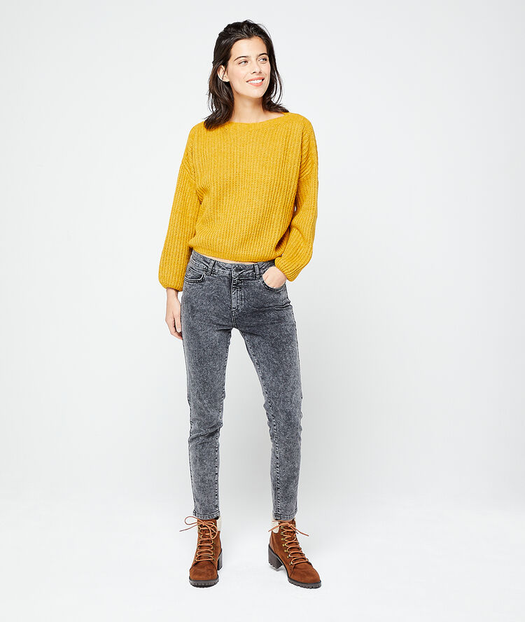 Pull italien en grosse maille ocre.