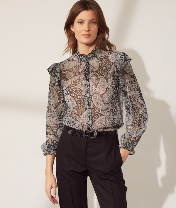Chemise transparente manches volants Chemise transparente manches volants