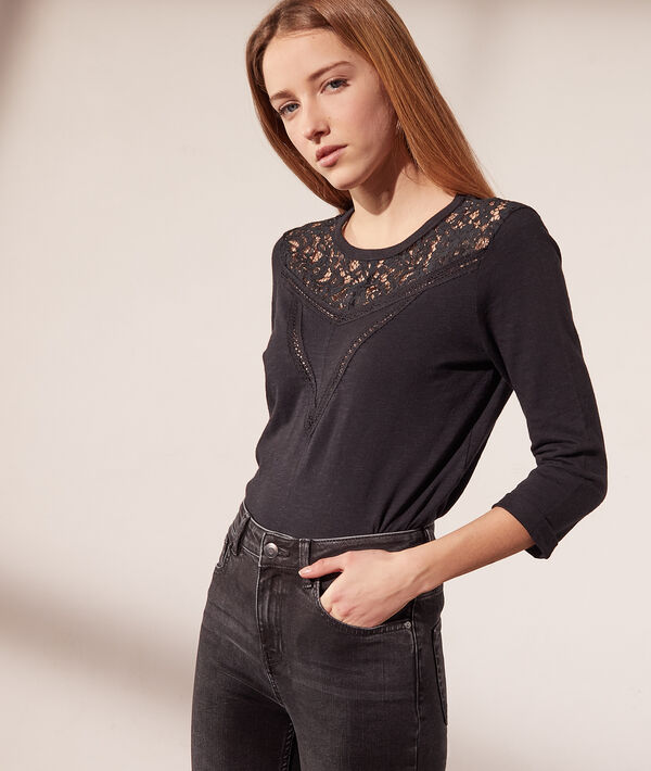 Top manches longues détails en dentelle Top manches longues détails en dentelle