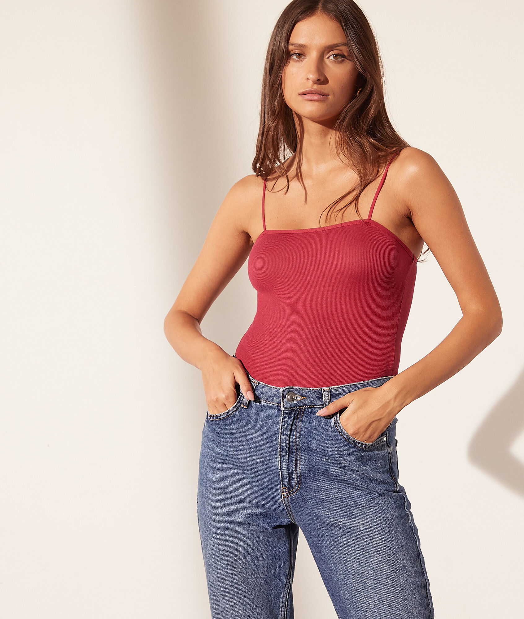 Body à fines bretelles - Zelda - XS - Bordeaux - Femme - Etam